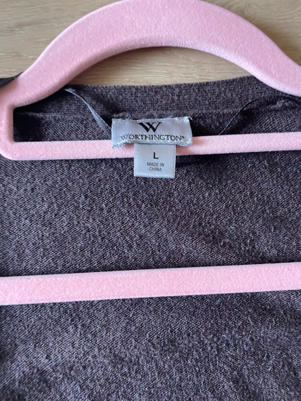 Worthington Brown Cardigan Lightweight Knit Button Front Layering Size L - Picture 3 of 5